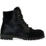 Dolce & Gabbana Elegant Black Calf Leather Lace-Up Boots Dolce & Gabbana Black