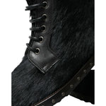 Dolce & Gabbana Elegant Black Calf Leather Lace-Up Boots Dolce & Gabbana Black