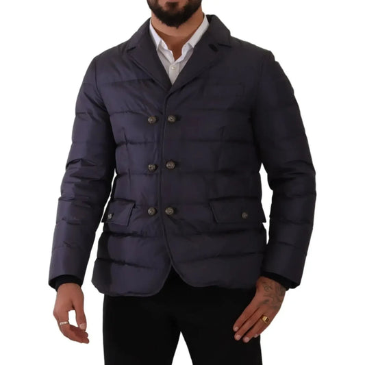 Dolce & Gabbana Blue Silk Goat Coat Blouson Winter Jacket JKT3300-IT44