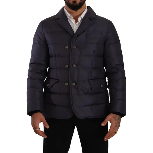 Dolce & Gabbana Blue Silk Goat Coat Blouson Winter Jacket JKT3300-IT44
