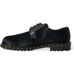 Dolce & Gabbana Elegant Black Calf Fur Derby Shoes Dolce & Gabbana Black