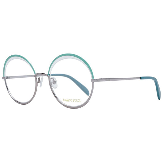 Emilio Pucci Green Women Glasses Frame, metal half-rim with branded case, 53-21-140 size, demo lenses.