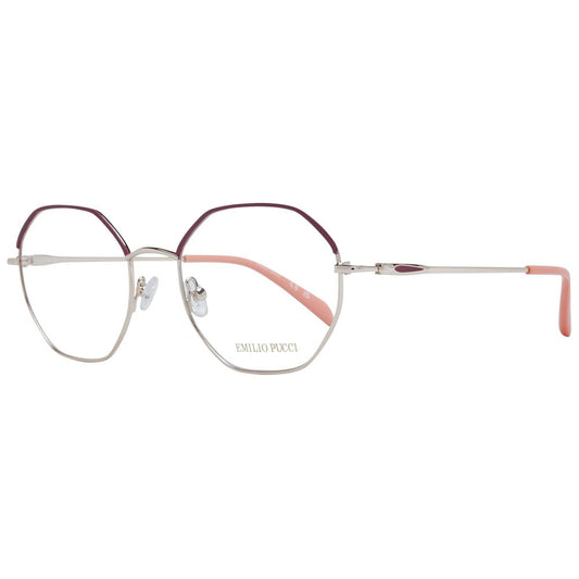 Emilio Pucci Red Women Glasses Frame with full-rim metal design and demo lenses, includes branded case