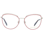 Emilio Pucci Red Women Glasses Frame, metal full-rim, butterfly style with demo lenses, includes branded case.