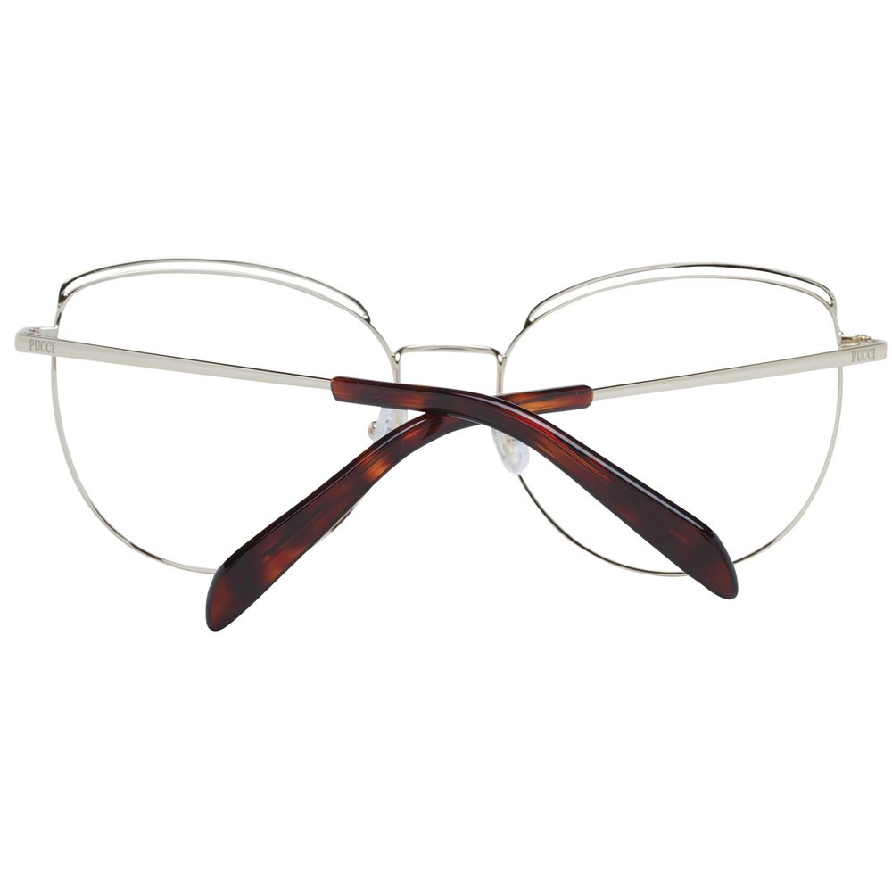 Back view of Emilio Pucci Red Women Glasses Frame with full-rim butterfly style and metal construction.