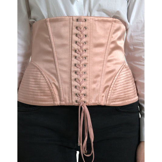 Dolce & Gabbana Pink Silk Stretch Belt Waist Strap Corset Top TSH8019-44