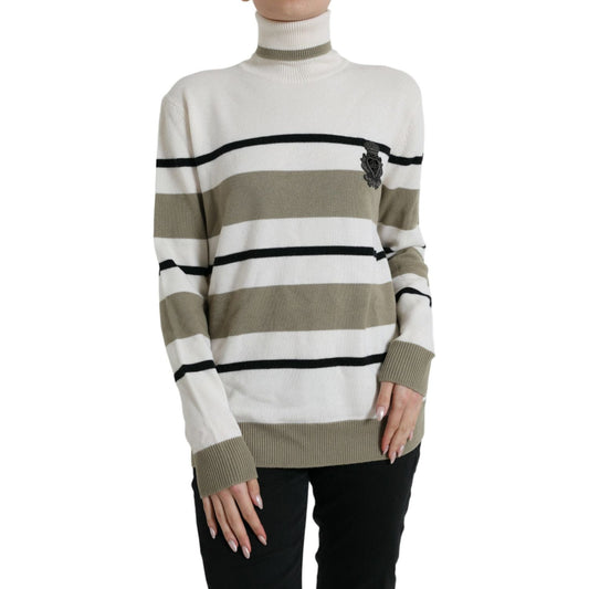 Dolce & Gabbana Multicolor Stripe Wool Logo Pullover Sweater TSH84341-44