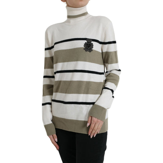 Dolce & Gabbana Multicolor Stripe Wool Logo Pullover Sweater TSH84341-44