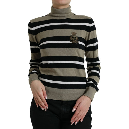 Dolce & Gabbana Multicolor Stripe Wool Logo Pullover Sweater TSH84526-42