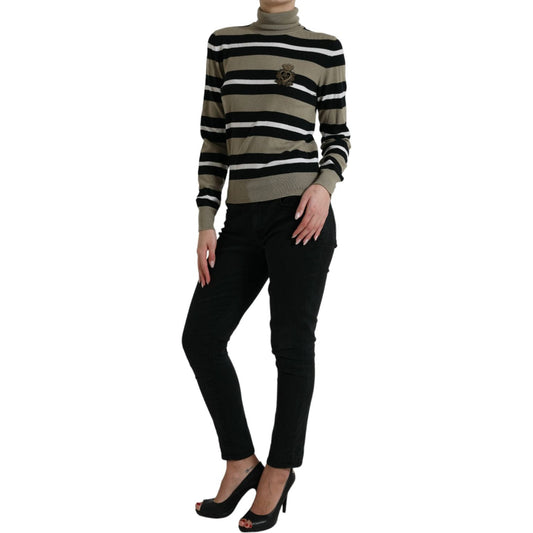Dolce & Gabbana Multicolor Stripe Wool Logo Pullover Sweater TSH84526-42