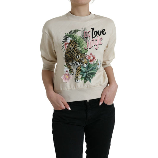 Dolce & Gabbana Beige Jungle Printed Cotton Pullover Sweater TSH84530-38