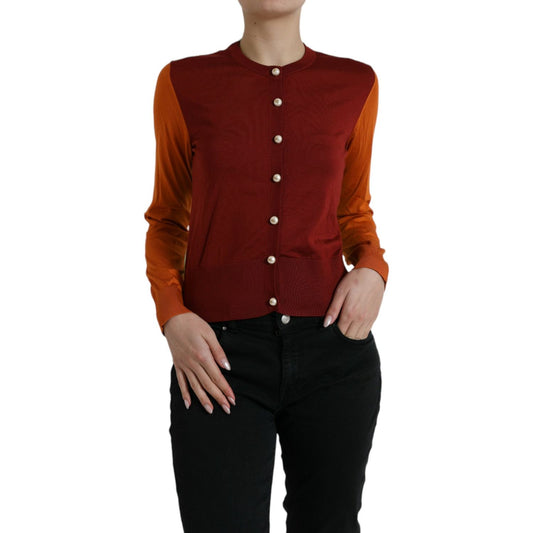 Dolce & Gabbana Multicolor Silk Crewneck Cardigan Sweater TSH84540-38