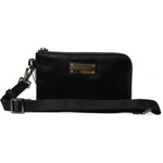 Dolce & Gabbana Black Nylon Logo Plaque Keyring Pouch Clutch Bag BAG1350
