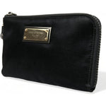 Dolce & Gabbana Black Nylon Logo Plaque Keyring Pouch Clutch Bag BAG1350