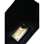 Dolce & Gabbana Black Nylon Logo Plaque Keyring Pouch Clutch Bag BAG1350