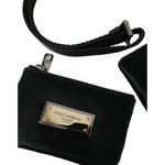 Dolce & Gabbana Black Nylon Logo Plaque Keyring Pouch Clutch Bag BAG1350