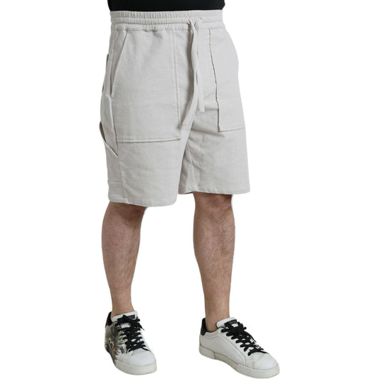 Dolce & Gabbana Beige Cotton Corduroy Logo Bermuda Shorts PAN75067-48