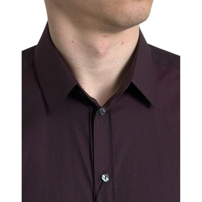 Dolce & Gabbana Maroon Jacquard Formal Dress MARTINI Shirt