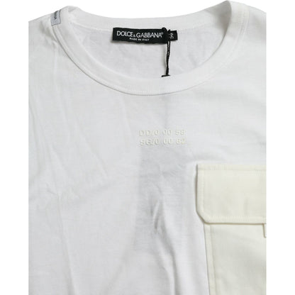 Dolce & Gabbana White Cotton Pocket Short Sleeves T-shirt