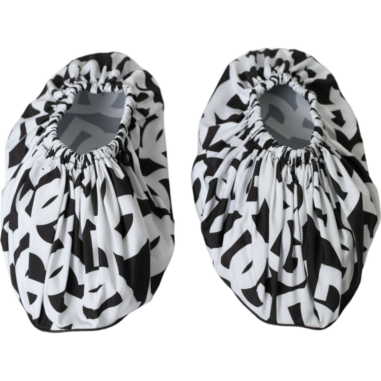 Dolce & Gabbana White Logo Print Nylon Slip On Flats Shoes