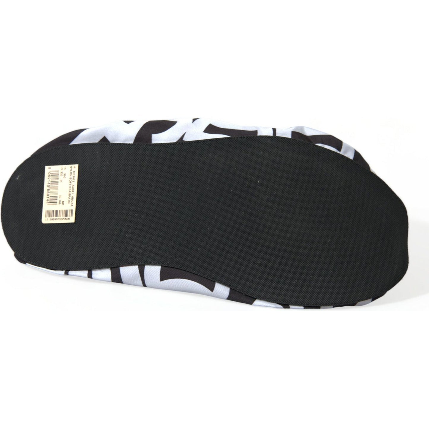 Dolce & Gabbana White Logo Print Nylon Slip On Flats Shoes