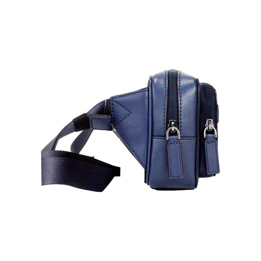 Michael Kors Cooper Small Navy Blue Smooth Leather Double Zip Belt Bag 66088