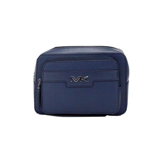 Michael Kors Cooper Small Navy Blue Smooth Leather Double Zip Belt Bag 66088