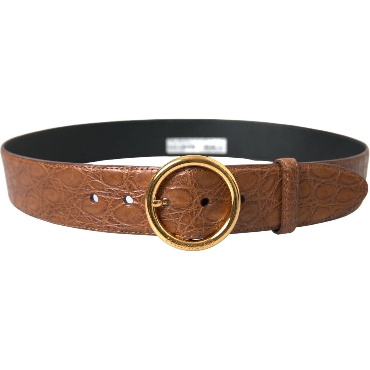 Dolce & Gabbana Brown Exotic Leather Round Buckle Belt
