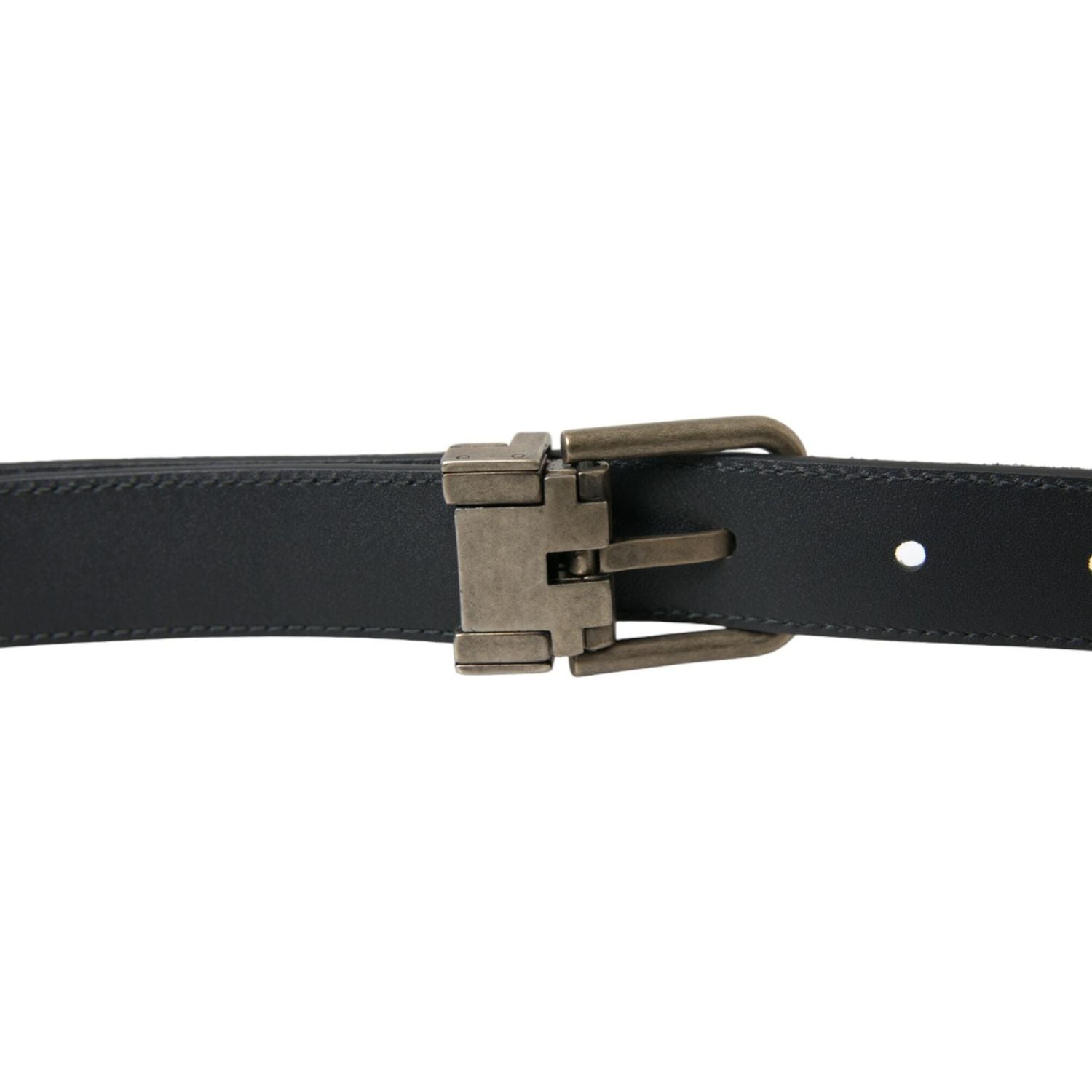 Dolce & Gabbana Black Goat Leather Antique Metal Buckle Belt
