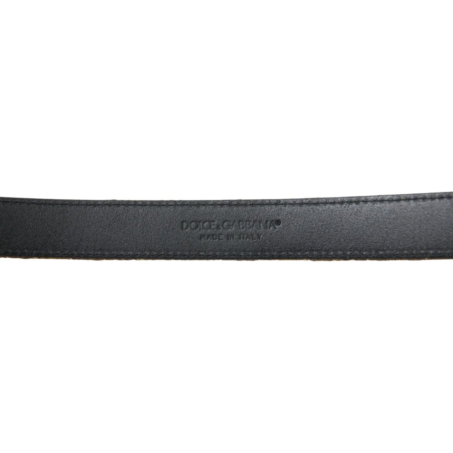 Dolce & Gabbana Gold Leather Jacquard Silver Metal Buckle Belt