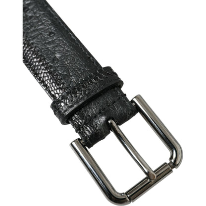 Dolce & Gabbana Black Exotic Leather Silver Metal Buckle Belt