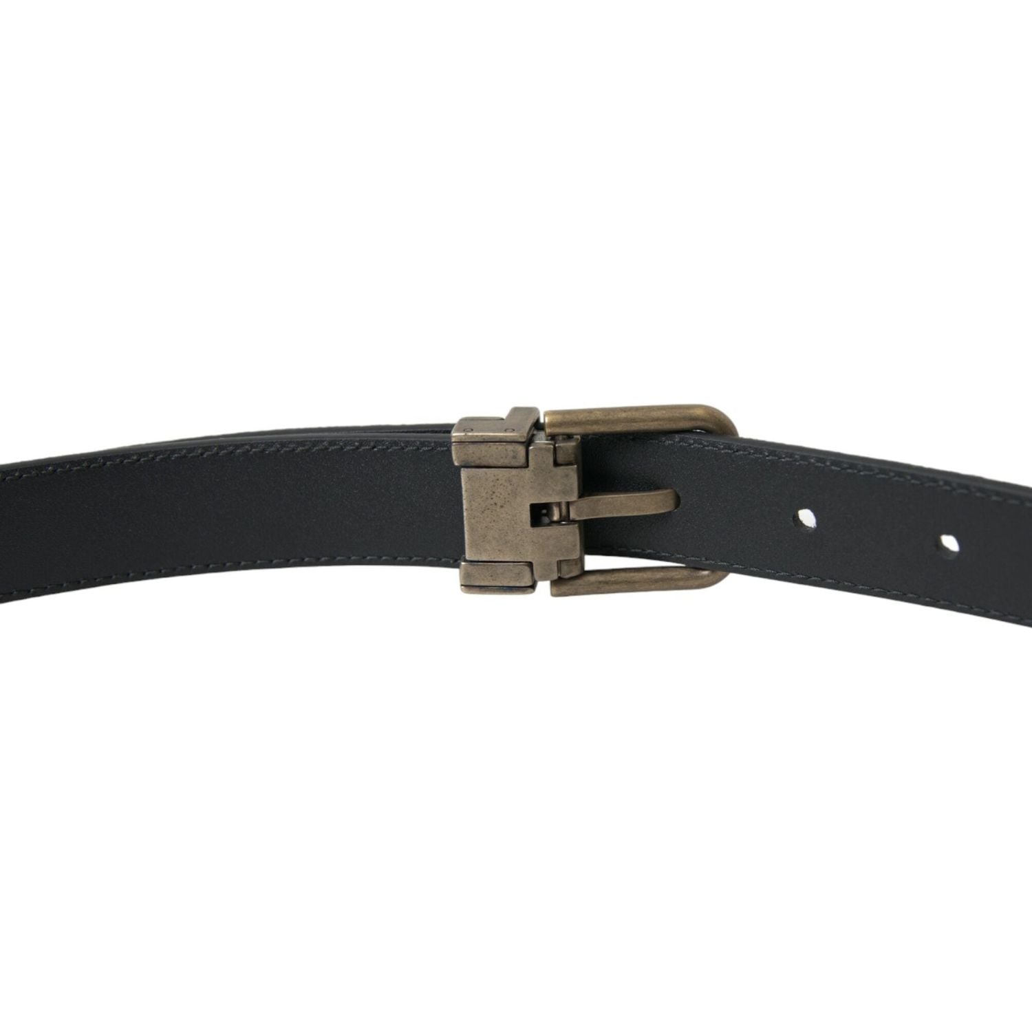 Dolce & Gabbana Black Suede Leather Gold Metal Buckle Belt
