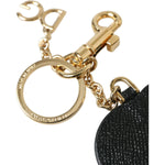 Dolce & Gabbana Pink Black Heart Leather Gold Tone Brass Keyring Keychain SMY101364