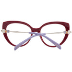Emilio Pucci Red Women Glasses Frame, full-rim cat eye style with plastic material, lens width 53mm, includes branded case.