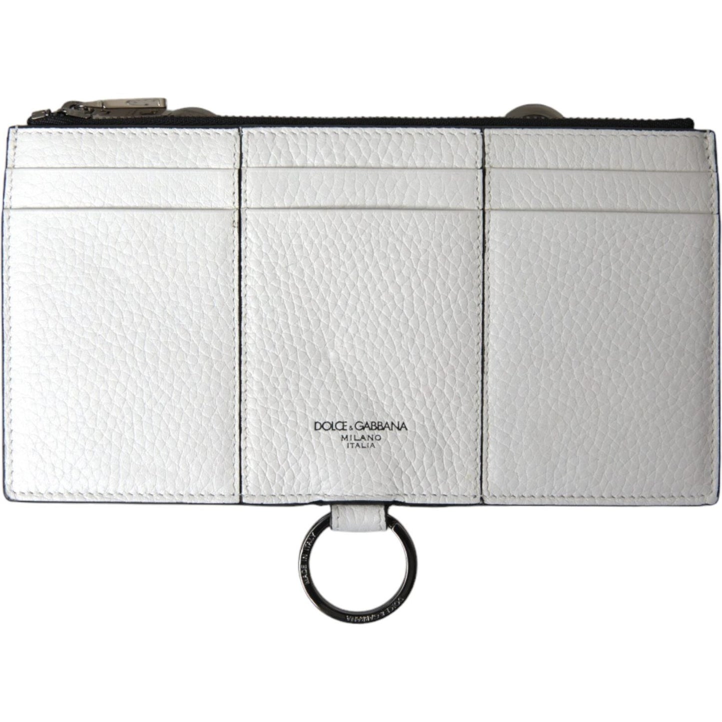 Dolce & Gabbana White Calfskin Leather Large Crossbody Card Holder Wallet BAG1384