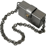 Dolce & Gabbana Metallic Gray Calfskin Leather DG BOX Shoulder Bag
