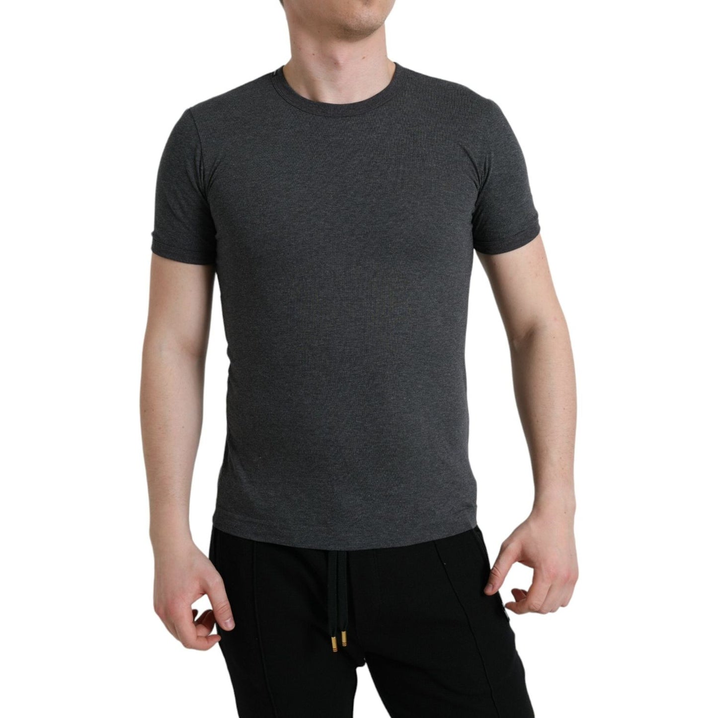 Dolce & Gabbana Dark Gray Cotton Crew Neck T-shirt