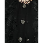 Dolce & Gabbana Elegant Floral Buttoned Wool Trench Coat Dolce & Gabbana Black