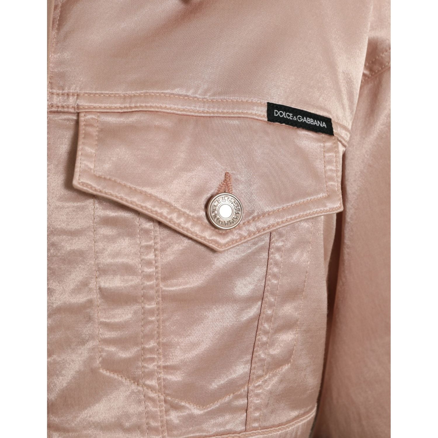 Dolce & Gabbana Pink Cotton Stretch Collared Cropped Jacket