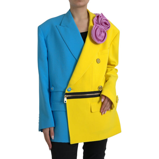Dolce & Gabbana Multicolor Patchwork Floral Appliques Coat Jacket JKT4053-40