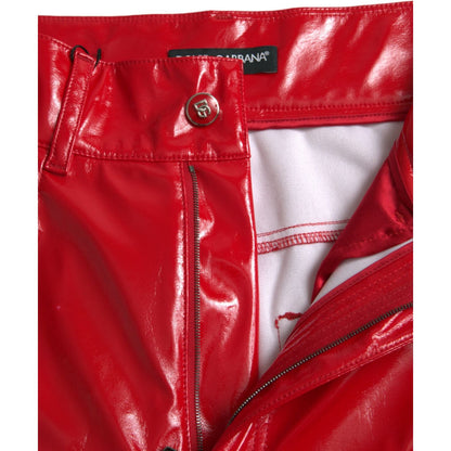 Dolce & Gabbana Shiny Red High Waist Skinny Pants