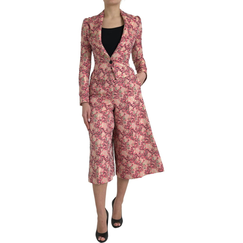 Dolce & Gabbana Pink Floral Jacquard Slim Fit 2 Piece Suit KOS2233-40