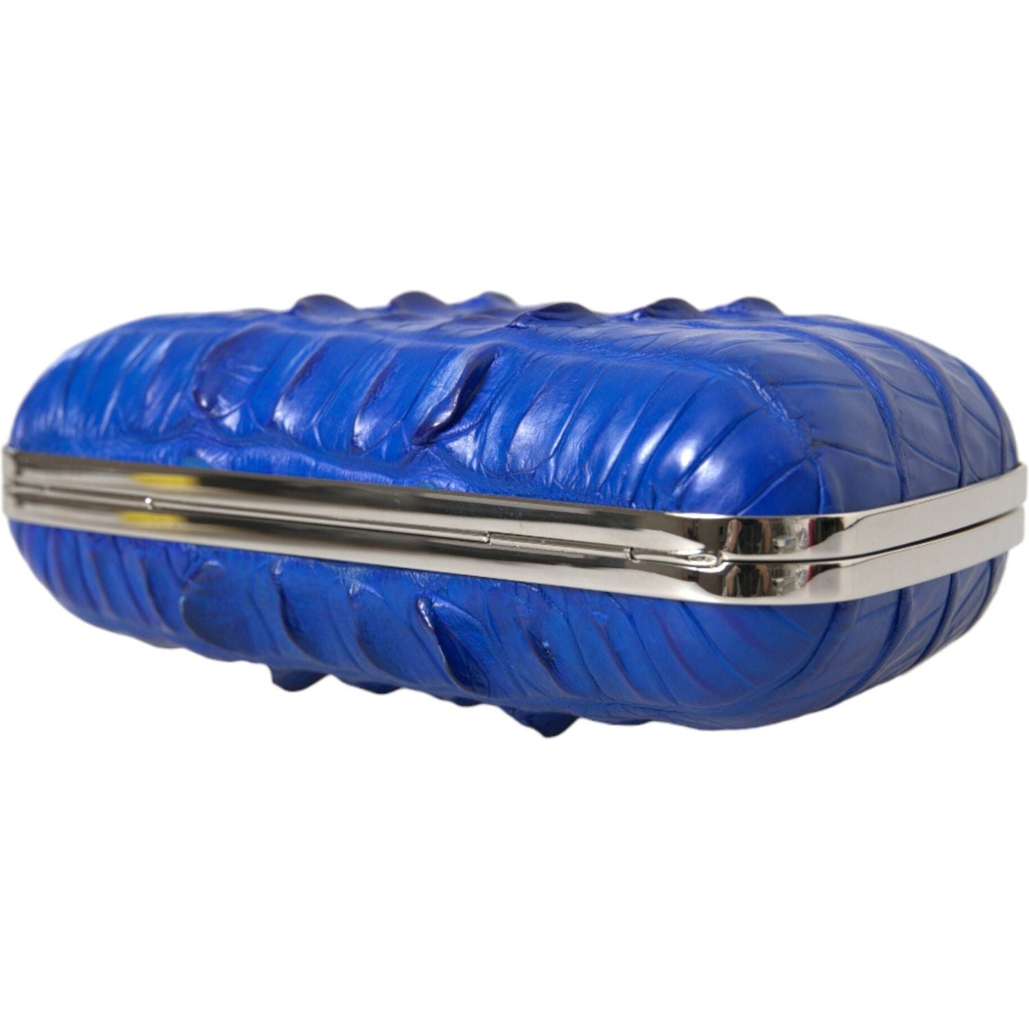 حقيبة كلاتش من جلد التمساح باللون الأزرق الكهربائي من Balenciaga