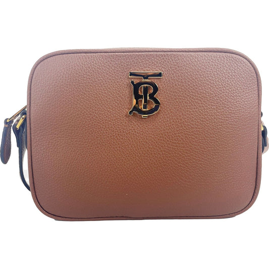 Burberry Small Leather Tan Camera Crossbody TB Logo Bag 7410