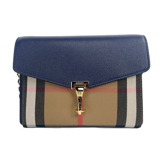 Burberry Macken Small Regency Blue House Check Leather Crossbody Bag 84417