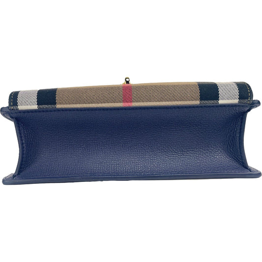 Burberry Macken Small Regency Blue House Check Leather Crossbody Bag 84417