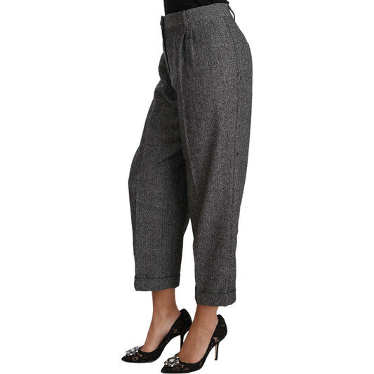 Dolce & Gabbana Gray Wool Pleated Cropped Trouser Pants PAN61337-50