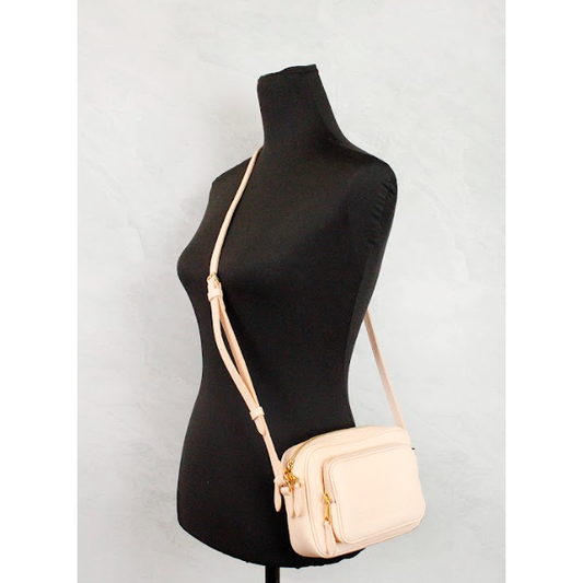 Burberry Small Branded Peach Pink Grainy Leather Camera Crossbody Bag 56033