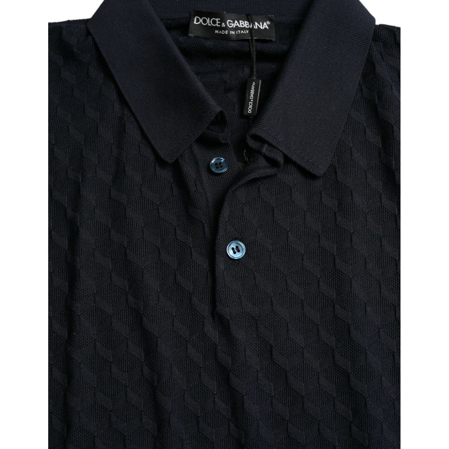 Dolce & Gabbana Dark Blue Collared Short Sleeve Polo T-shirt TSH84599-44