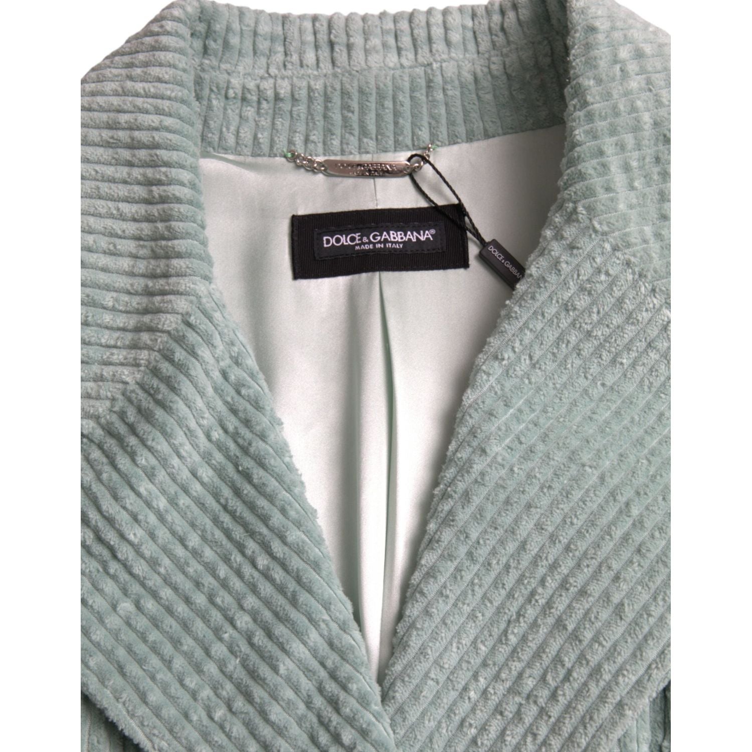 سترة دولتشي آند غابانا زرقاء مزدوجة الصدر من القطن المخملي